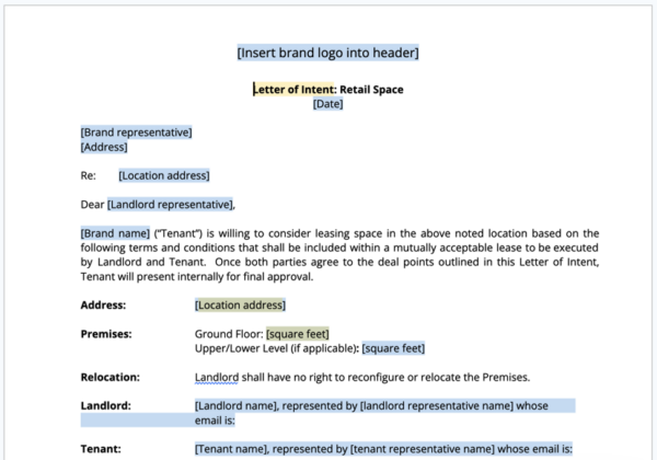 Standard LOI Template